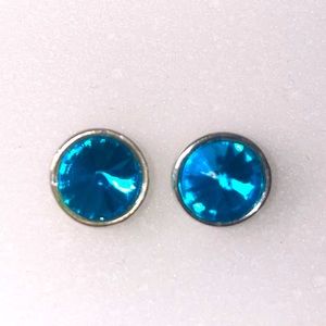 Blue Stone in Silver Stud Earrings